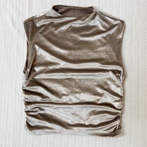 Abercrombie & Fitch Paloma Velvet sleeveless top - Sz L - silver, ruching